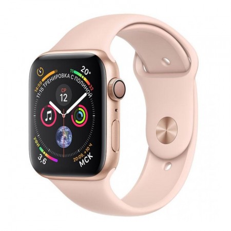Умные часы Apple Watch Series 4 GPS + Cellular, 40 мм, корпус из алюминия золотого цвета, спортивный ремешок цвета «розовый песок» (MTUJ2/MTVG2) фото 1