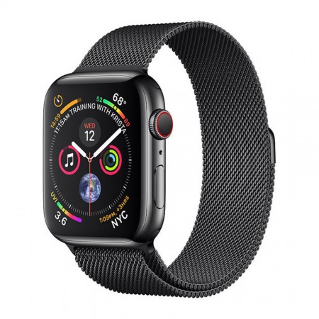 Умные часы Apple Watch Series 4 GPS + Cellular, 40 мм, корпус из нержавеющей стали цвета «серый космос», миланский сетчатый браслет цвета «серый космос» (MTUQ2, MTVM2) фото 1