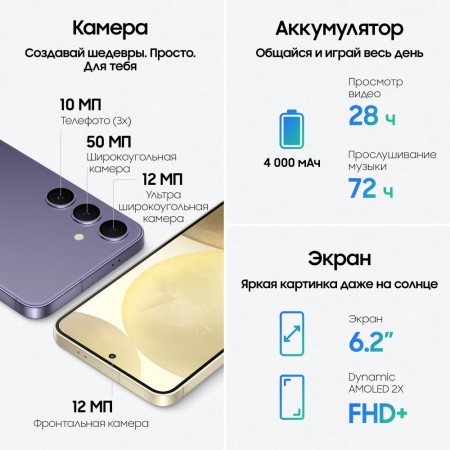 Смартфон Samsung Galaxy S24 8/128 ГБ, 2 nano SIM, Amber Yellow фото 2