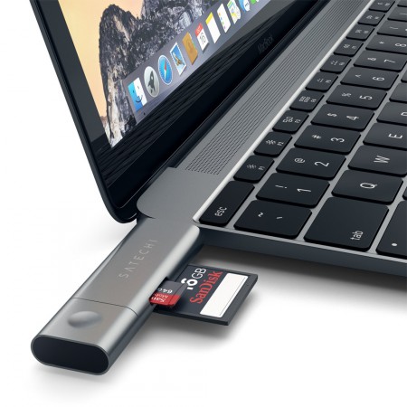 Карт-ридер Satechi Aluminum Type-C USB 3.0 and Micro/SD Card Reader, Space Gray фото 5