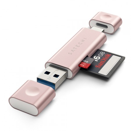 Карт-ридер Satechi Aluminum Type-C USB 3.0 and Micro/SD Card Reader, Rose Gold фото 3