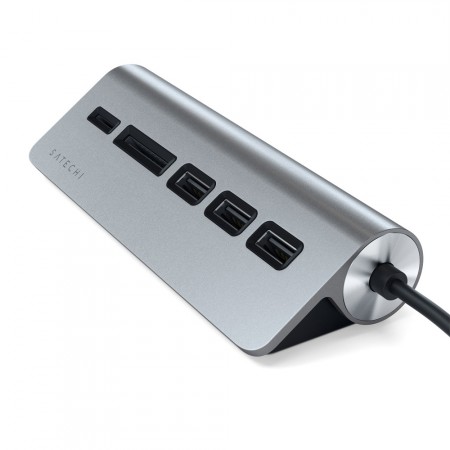 Хаб и карт-ридер Satechi Aluminum USB 3.0 Hub &amp; Card Reader, Space Gray фото 2
