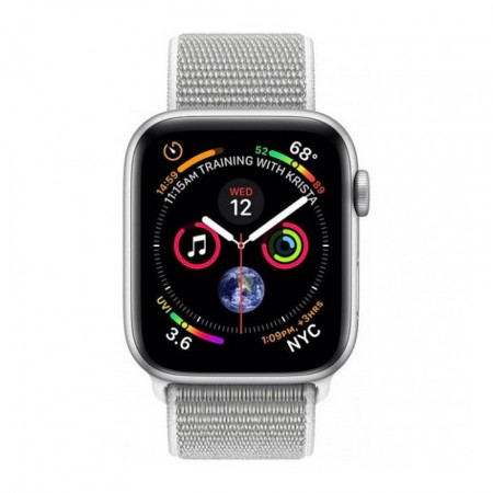 Умные часы Apple Watch Series 4 GPS + Cellular, 40 мм, корпус из алюминия серебристого цвета, спортивный браслет цвета «белая ракушка» (MTUF2) фото 2