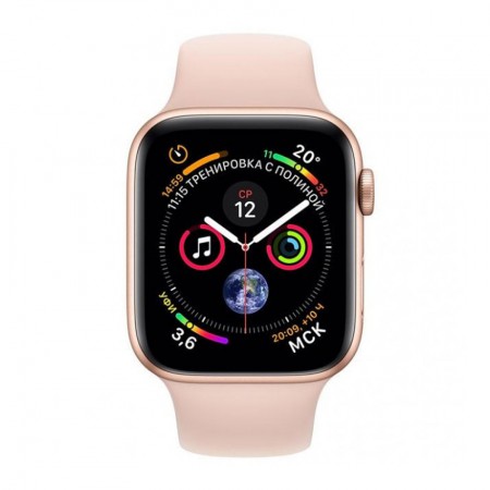 Умные часы Apple Watch Series 4 GPS + Cellular, 40 мм, корпус из алюминия золотого цвета, спортивный ремешок цвета «розовый песок» (MTUJ2/MTVG2) фото 2