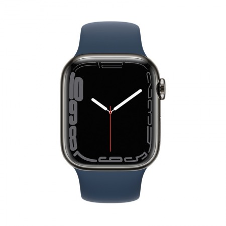 Часы Apple Watch Series 7 GPS + Cellular 41mm Graphite Stainless Steel Case with Abyss Blue Sport Band (MKHJ3LL/A) фото 2