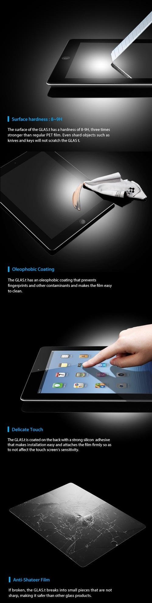 Пленка SGP The new iPad 4G LTE / Wifi Screen Protector GLAS.t Premium Tempered Glass Series  фото