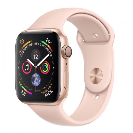 Умные часы Apple Watch Series 4 GPS, 40 мм, корпус из алюминия золотого цвета, спортивный ремешок цвета «розовый песок» (MU682) фото 1