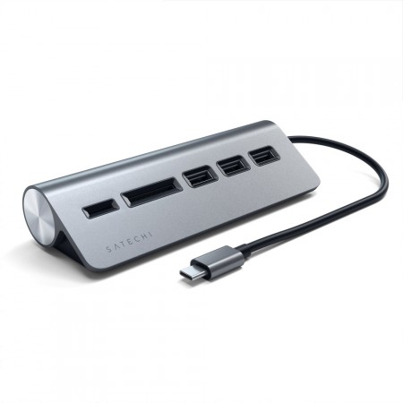 Хаб и карт-ридер Satechi Aluminum USB 3.0 Hub &amp; Card Reader, Space Gray фото 1