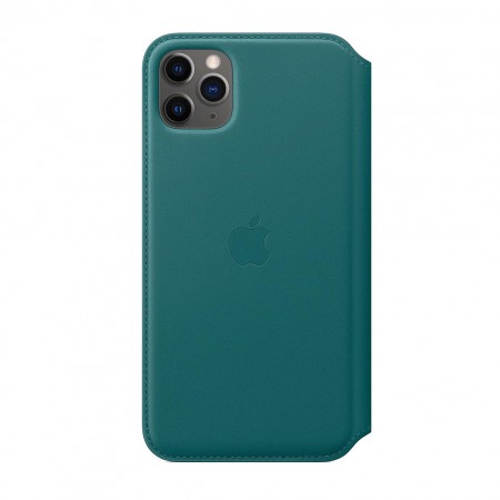 Кожаный чехол Folio для iPhone 11 Pro Max, Зелёный павлин фото 1