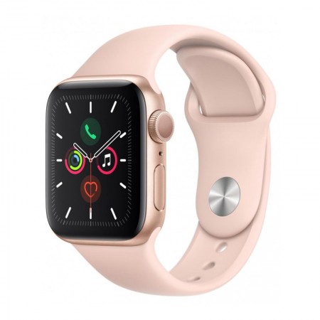 Умные часы Apple Watch Series 5 GPS, 40 мм, корпус из алюминия цвета «розовое золото», спортивный ремешок цвета «розовый песок» (MWV72) фото 1