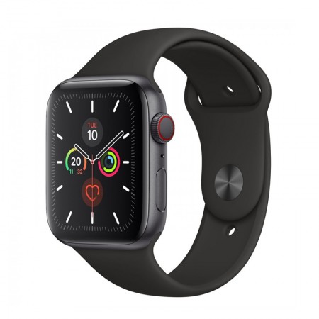 Умные часы Apple Watch Series 5 GPS + Cellular, 40 мм, корпус из алюминия цвета «серый космос», спортивный ремешок чёрного цвета (MWWQ2) фото 1