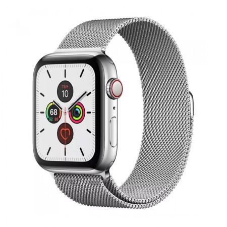 Умные часы Apple Watch Series 5 GPS + Cellular, 44 мм, Stainless Steel Case with Silver Milanese Loop (MWW32) фото 1