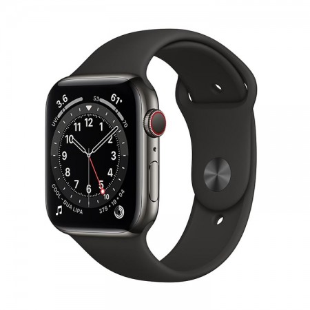 Часы Apple Watch Series 6 44mm LTE Graphite Stainless Steel Case with Black Sport Band (M07Q3, M09H3) фото 1