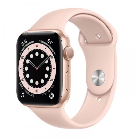 Часы Apple Watch Series 6, 44 мм, золотой алюминий, спортивный ремешок цвета «розовый песок» фото 1