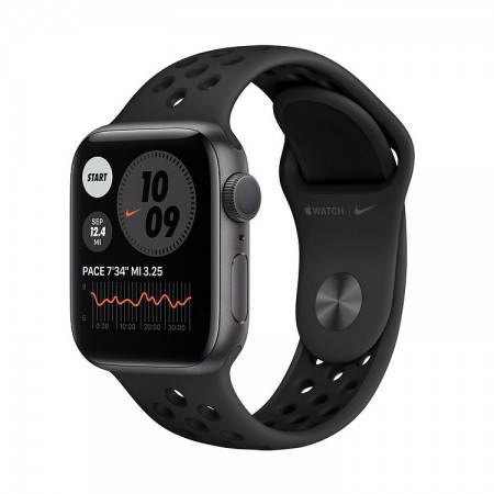 Часы Apple Watch Series 6 Nike, 40 мм, алюминий цвета «серый космос», спортивный ремешок Nike цвета «антрацитовый/чёрный» фото 1