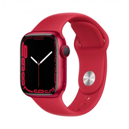Часы Apple Watch Series 7 GPS 41mm Red Aluminum Case with Red Sport Band (MKN23LL/A) фото 1