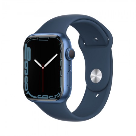 Часы Apple Watch Series 7 GPS 45mm Aluminum Case with Blue Pool Sport Band, Cиний омут (MKN83LL/A) фото 1