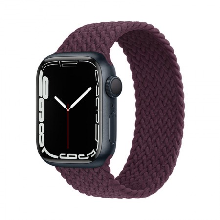 Часы Apple Watch Series 7 GPS 41mm Midnight Aluminum Case with Dark Cherry Braided Solo Loop Size 5 (MKND3LL/A+ML3X3AM/A) фото 1