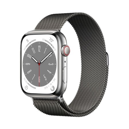 Умные часы Apple Watch Series 8 GPS+LTE 45mm Silver Stainless Steel Case with Graphite Milanese Loop фото 1