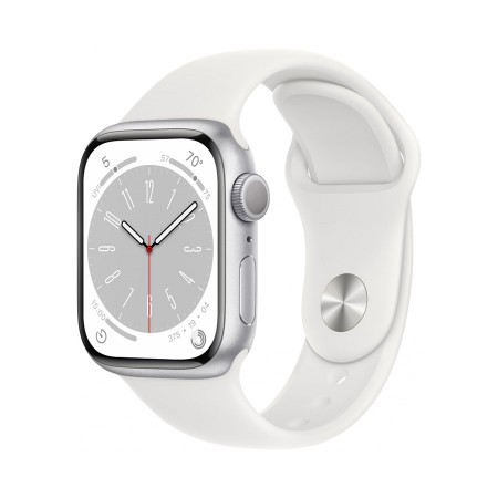 Умные часы Apple Watch Series 8 GPS 45mm Silver Aluminum Case with White Sport Band - S/M фото 1
