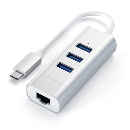 USB-концентратор Satechi Type-C 2-in-1 USB 3.0 Aluminum 3 Port Hub and Ethernet Port, Silver фото 1