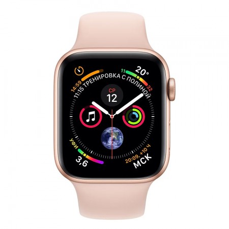 Умные часы Apple Watch Series 4 GPS, 40 мм, корпус из алюминия золотого цвета, спортивный ремешок цвета «розовый песок» (MU682) фото 2