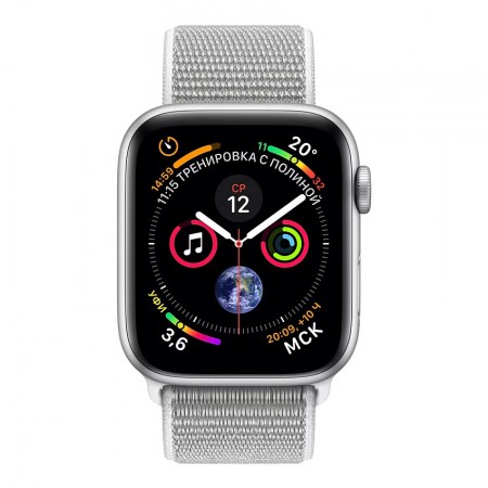 Умные часы Apple Watch Series 4 GPS, 40 мм, корпус из алюминия серебристого цвета, спортивный браслет цвета «белая ракушка» (MU652) фото 2