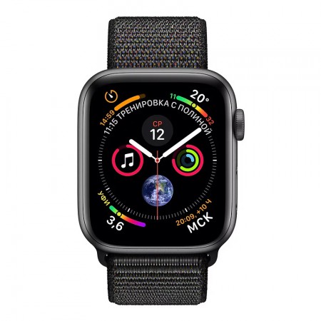Умные часы Apple Watch Series 4 GPS, 40 мм, корпус из алюминия цвета «серый космос», спортивный браслет чёрного цвета (MU672) фото 2