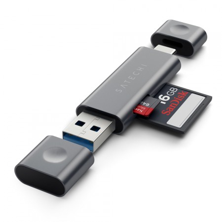 Карт-ридер Satechi Aluminum Type-C USB 3.0 and Micro/SD Card Reader, Space Gray фото 3