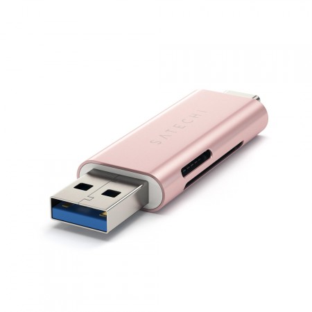 Карт-ридер Satechi Aluminum Type-C USB 3.0 and Micro/SD Card Reader, Rose Gold фото 2