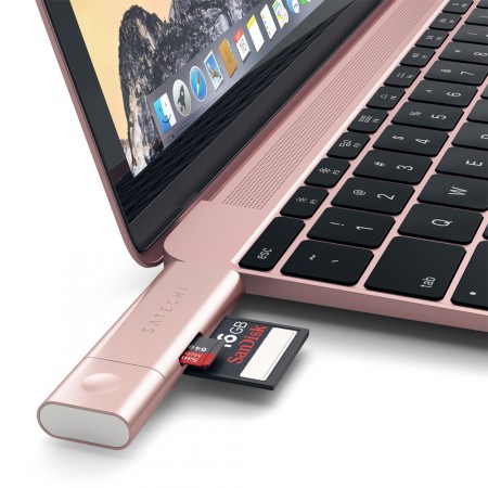 Карт-ридер Satechi Aluminum Type-C USB 3.0 and Micro/SD Card Reader, Rose Gold фото 5