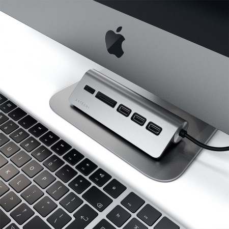 Хаб и карт-ридер Satechi Aluminum USB 3.0 Hub &amp; Card Reader, Space Gray фото 5