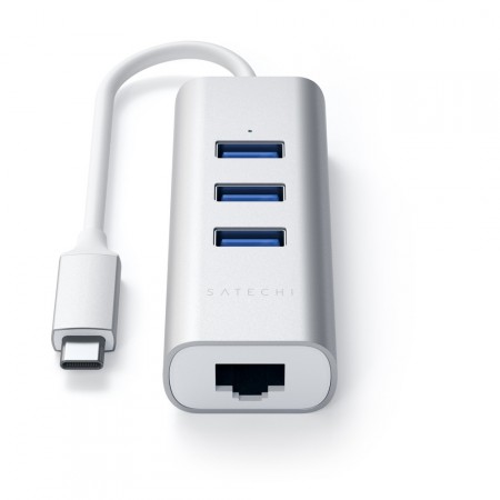USB-концентратор Satechi Type-C 2-in-1 USB 3.0 Aluminum 3 Port Hub and Ethernet Port, Silver фото 3