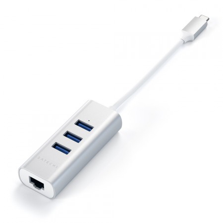 USB-концентратор Satechi Type-C 2-in-1 USB 3.0 Aluminum 3 Port Hub and Ethernet Port, Silver фото 4