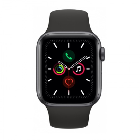 Умные часы Apple Watch Series 5 GPS, 40 мм, корпус из алюминия цвета «серый космос», спортивный ремешок чёрного цвета (MWV82) фото 2