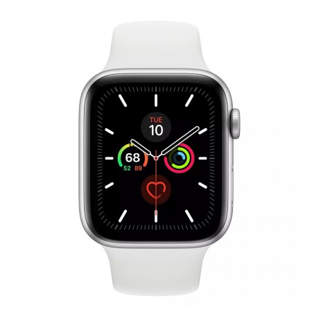 Умные часы Apple Watch Series 5 GPS + Cellular, 44 мм, Silver Aluminum Case with White Sport Band (MWVY2) фото 1