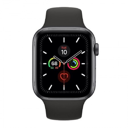 Умные часы Apple Watch Series 5 GPS + Cellular, 44 мм, корпус из алюминия цвета «серый космос», спортивный ремешок чёрного цвета (MWW12) фото 2
