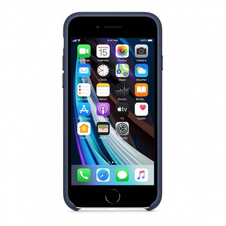 Кожаный чехол для iPhone SE, Тёмно-синий фото 5