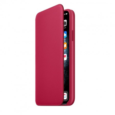 Кожаный чехол Folio для iPhone 11 Pro Max, Малиновый фото 5