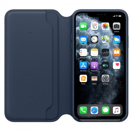 Кожаный чехол Folio для iPhone 11 Pro Max, Синяя пучина фото 6