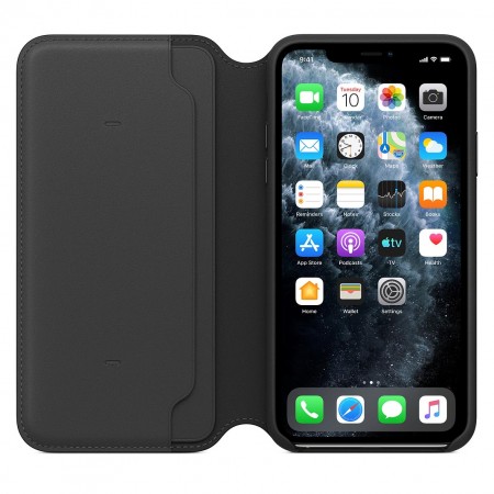 Кожаный чехол Folio для iPhone 11 Pro Max, Чёрный фото 6