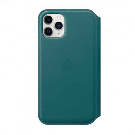 Кожаный чехол Folio для iPhone 11 Pro, Зелёный павлин фото 2
