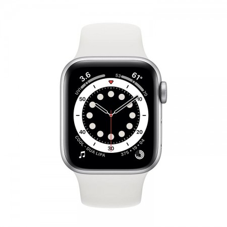 Часы Apple Watch Series 6, 40 мм, серебристый алюминий, белый спортивный ремешок фото 1