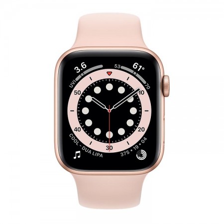 Часы Apple Watch Series 6, 44 мм, золотой алюминий, спортивный ремешок цвета «розовый песок» фото 1
