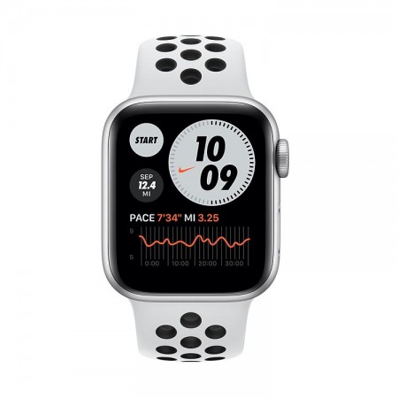 Часы Apple Watch Series 6 Nike, 40 мм, серебристый алюминий, спортивный ремешок Nike цвета «чистая платина/чёрный» фото 2