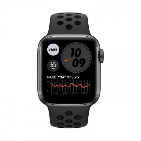 Часы Apple Watch Series 6 Nike, 40 мм, алюминий цвета «серый космос», спортивный ремешок Nike цвета «антрацитовый/чёрный» фото 1