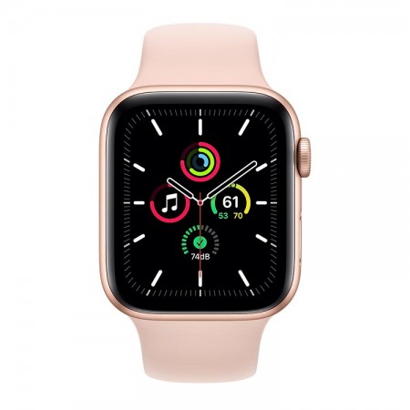 Часы Apple Watch SE, 44 мм, золотой алюминий, спортивный ремешок цвета «розовый песок» фото 1
