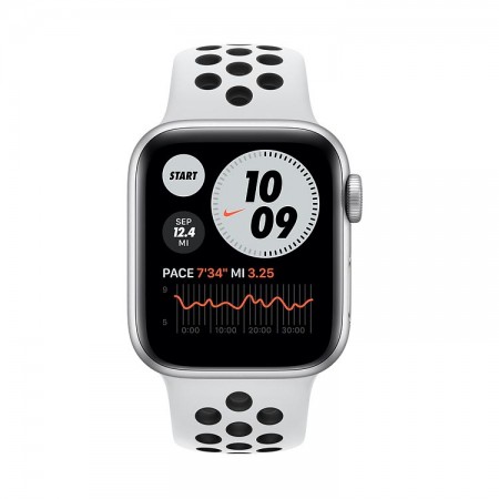 Часы Apple Watch SE Nike, 40 мм, серебристый алюминий, спортивный ремешок Nike цвета «чистая платина/чёрный» фото 1