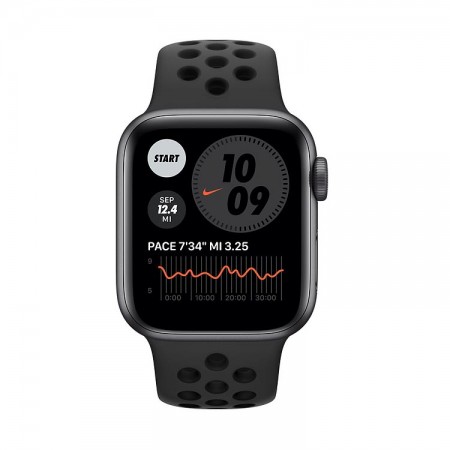 Часы Apple Watch SE Nike, 40 мм, алюминий цвета «серый космос», спортивный ремешок Nike цвета «антрацитовый/чёрный» фото 1
