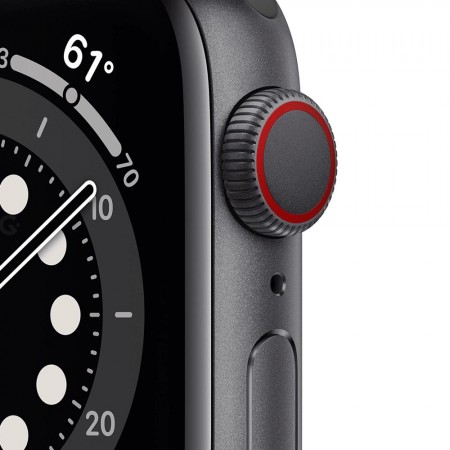 Часы Apple Watch Series 6 44mm LTE Aluminum Case with Sport Band Space Gray/Black (Серый космос/Черный) M07H3 фото 1